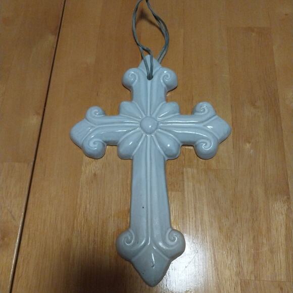 Other - White Ceramic Cross Wall Hanging 11" Gift Decor